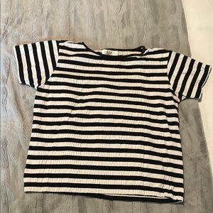 Jones New York Sport Black and White Striped Shortsleeved Top